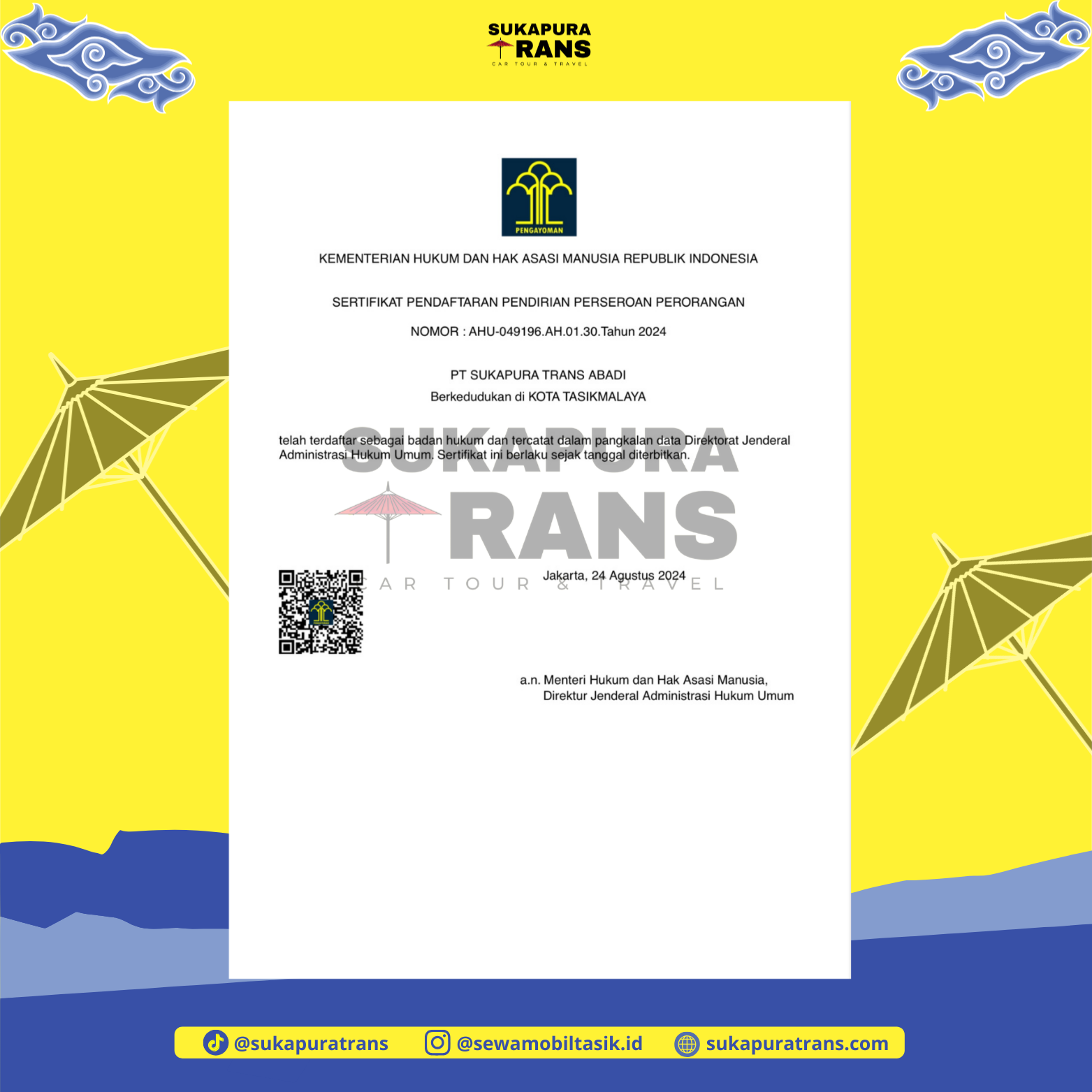 Badan Hukum sewa mobil Sukapura Trans